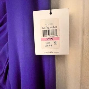 Calvin Klein Plus Size Sleeveless A-Line Midi Dress - blue - Size 22W